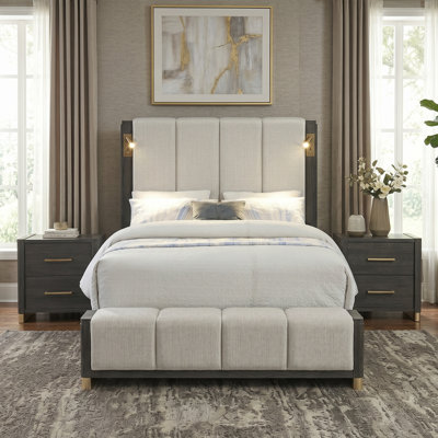 Catalan Queen 3Pc Charcoal Gray