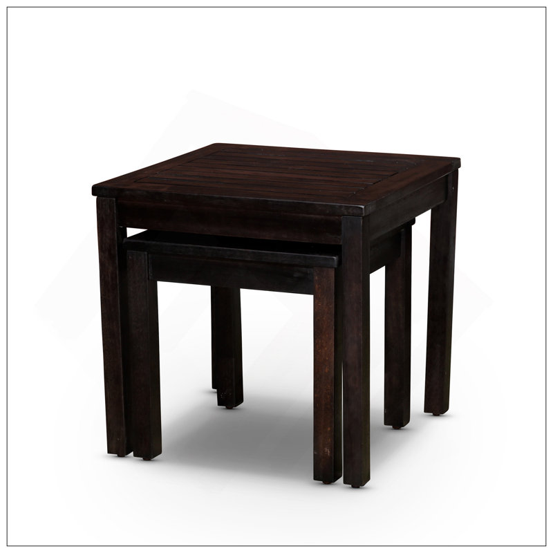 Ensemble de 2 tables gigognes en eucalyptus, espresso