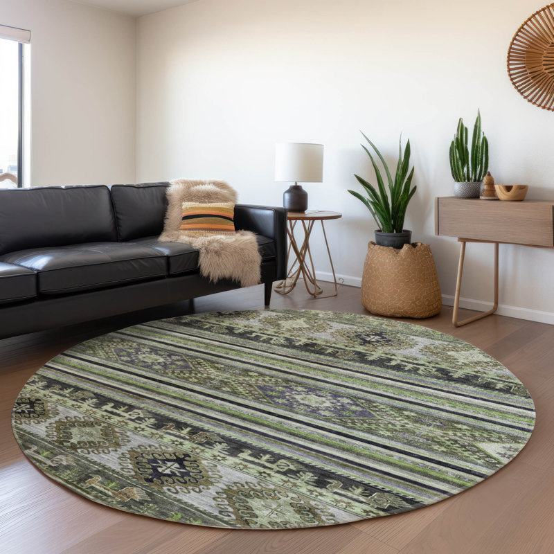 Tapis intérieur / extérieur vert Claritha, 8 pi x 8 pi