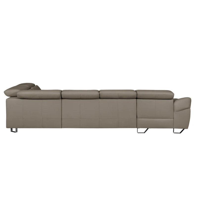Natron Leather Corner U-form Sofa with Sleeping Function and Storage , Right Hand Facing, Tan