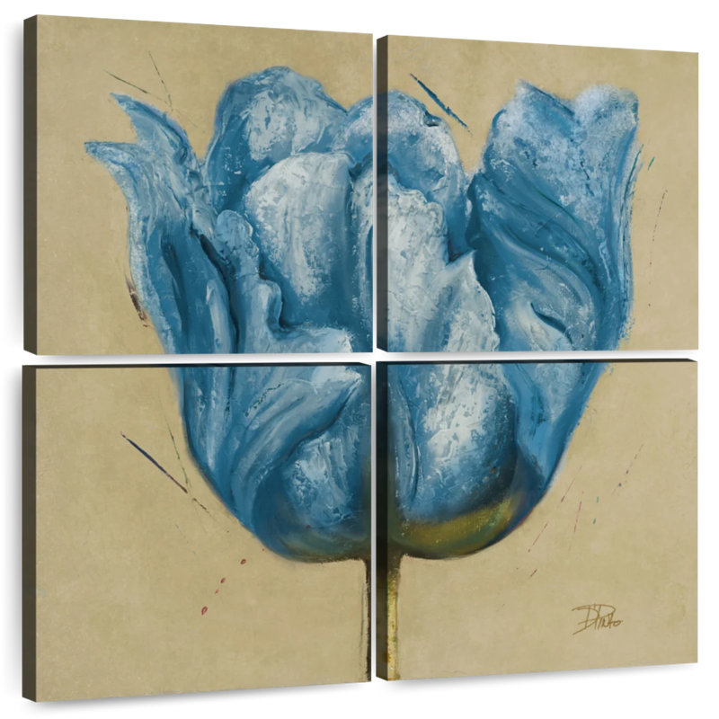 Harnek Blue Double Tulips, 38" H x 38" W