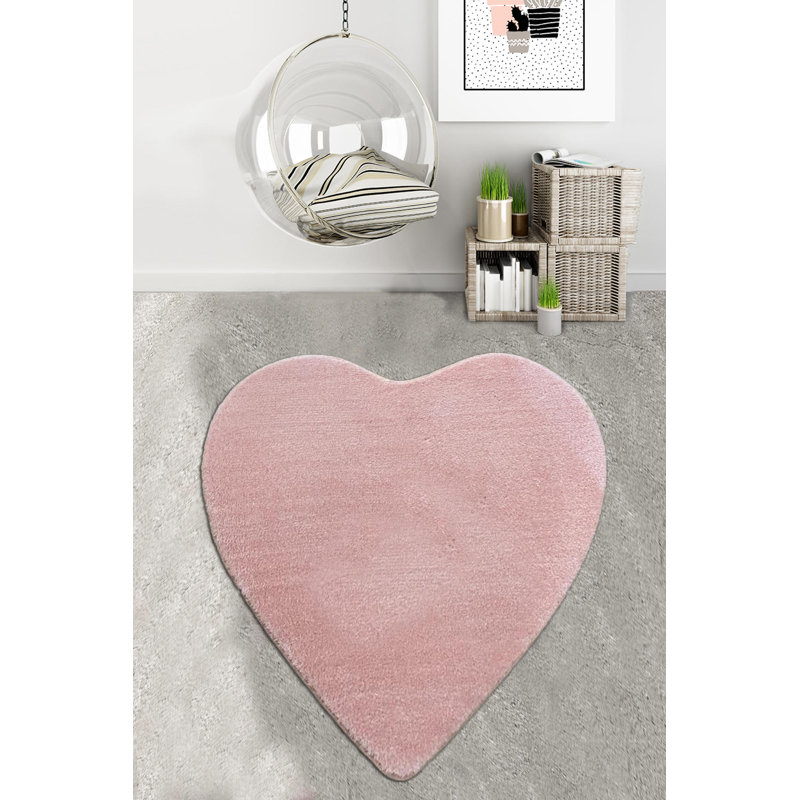 Tapis rose tissé à la machine en polyester Schult, Nouveauté 3 pi x 3 pi 3 po