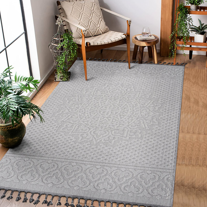 4X6 Loom & White/ Medallion Area Rug, Stain-, Non-Shedding, For All Rooms, And Pet-, Easy To Clean, Carpet Rug 4X6, White/, Indoor/Outdoor, Stain , , Maintenance, Floor Covering