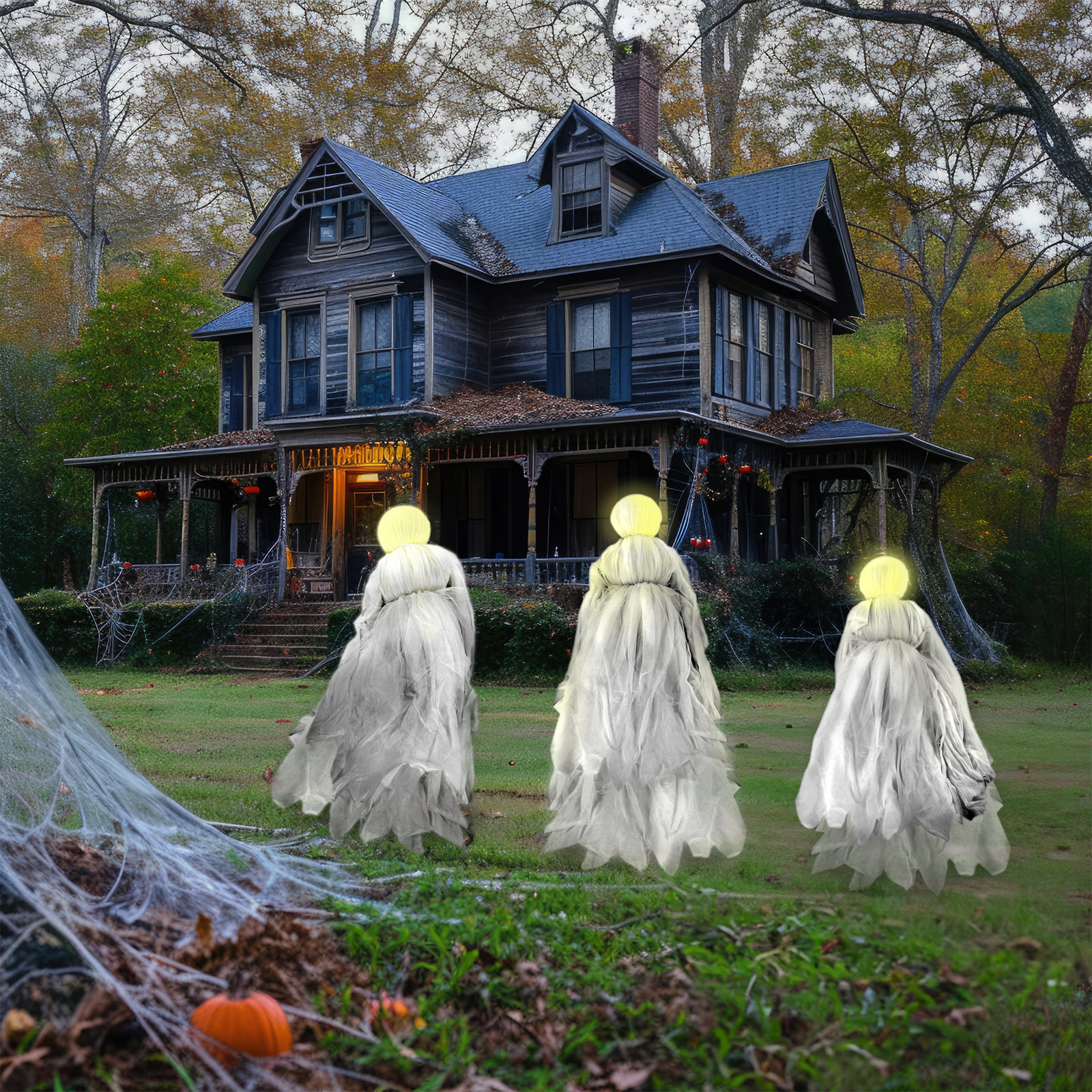 Light-up Ghost Trio, Outdoor Halloween Lawn Decoration