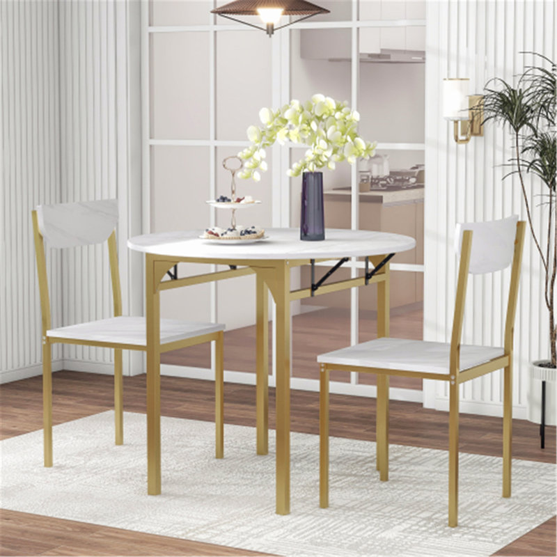 2 - Person Faux Marble Top Four Leg Dining Set
