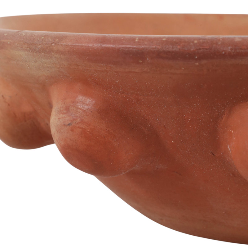 Bol rond rustique en terre cuite texturée pour chambre ou salon - Style moderne et décoratif - 33 cm, orange