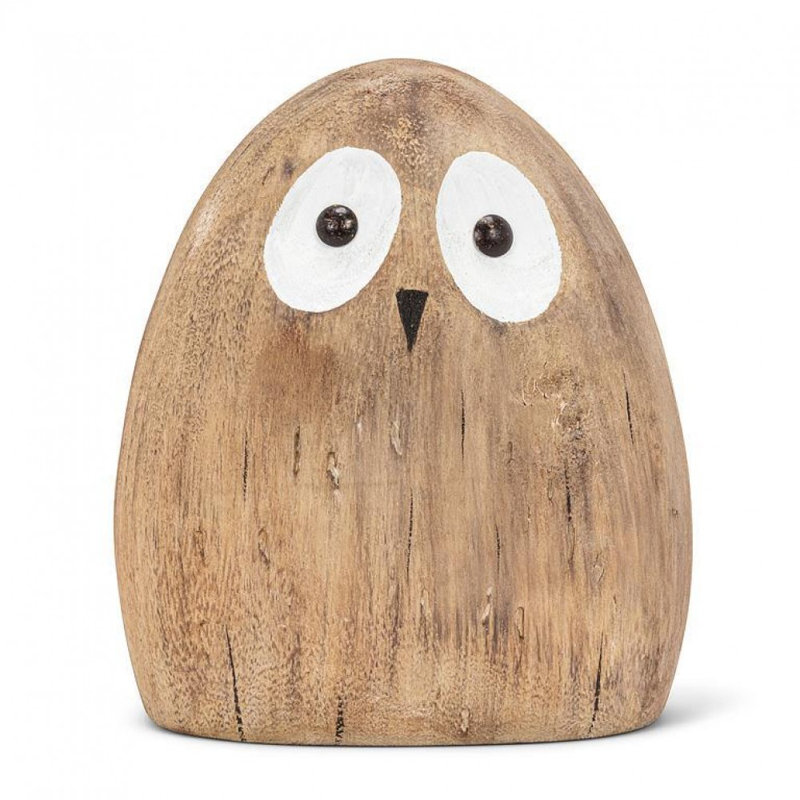 Figurine petite hibou en bois, H 5,50 po x l 5 po x P 2,25 po