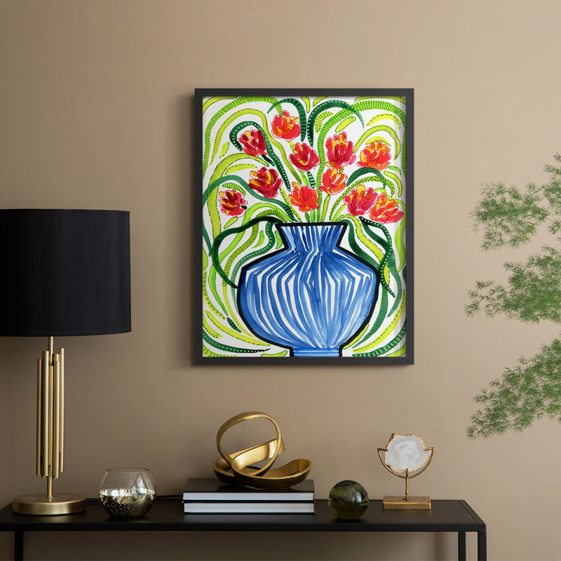 «Adventure Floral I», reproduction encadrée - bois massif, H 15 po x l 12 po, Noir, noir, noir, noir