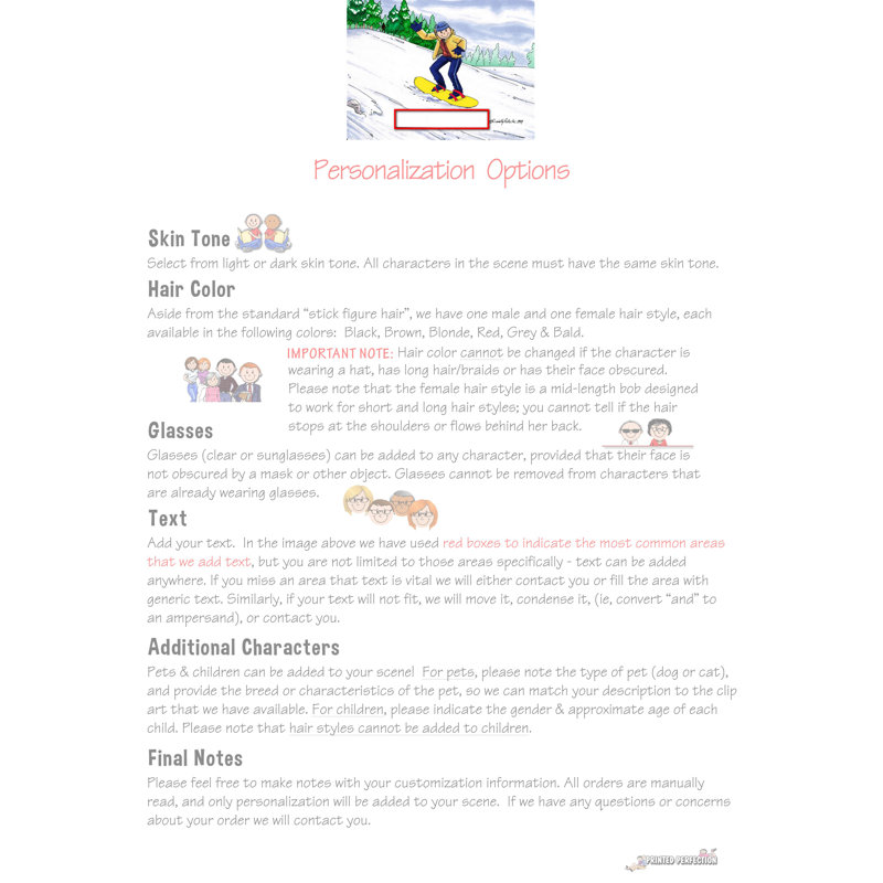 Personalized Snowboarding - Male Memo Holder with 100 Sheets of Memo Paper, Yes