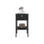 Table de chevet, 1 tiroir, 1 tablette, 4 pieds, wengé noir-1761837015