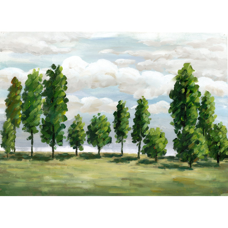 Tree Landscape - Painting Print, 20cm H x 30cm W, Black Floater Framed