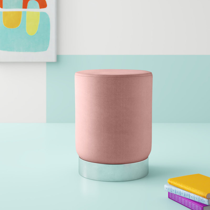 Velvet Ottoman, Pink Velvet
