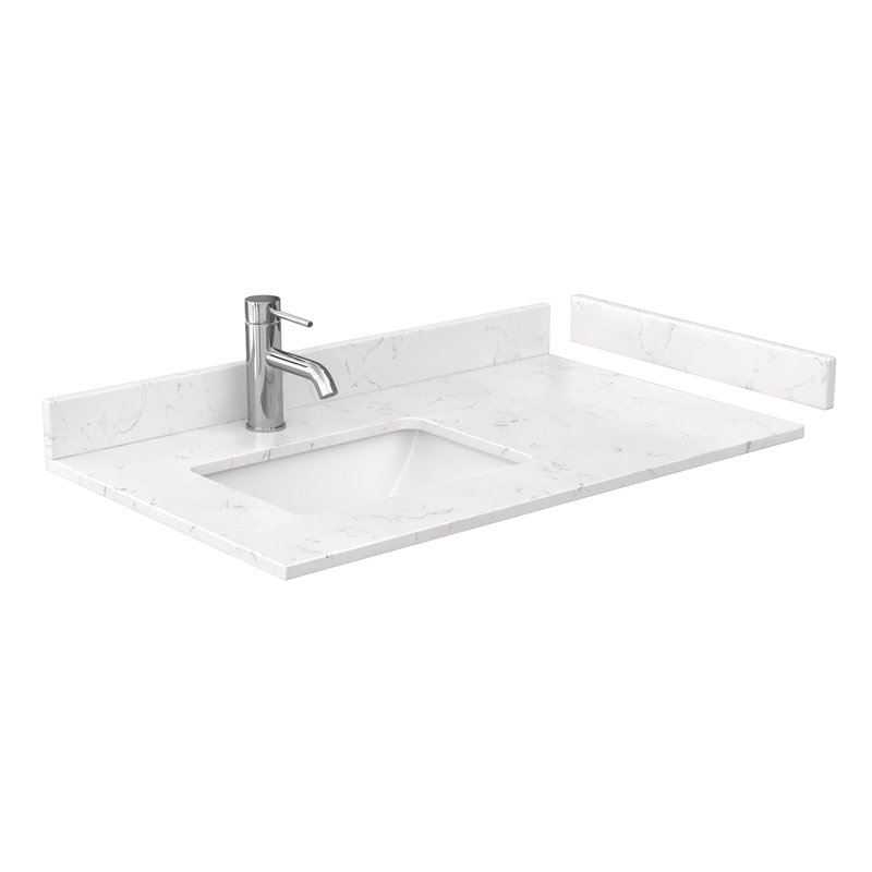 Daria 36'' W Single Vanity, Dark Gray, Polished Chrome, White Cultured Marble