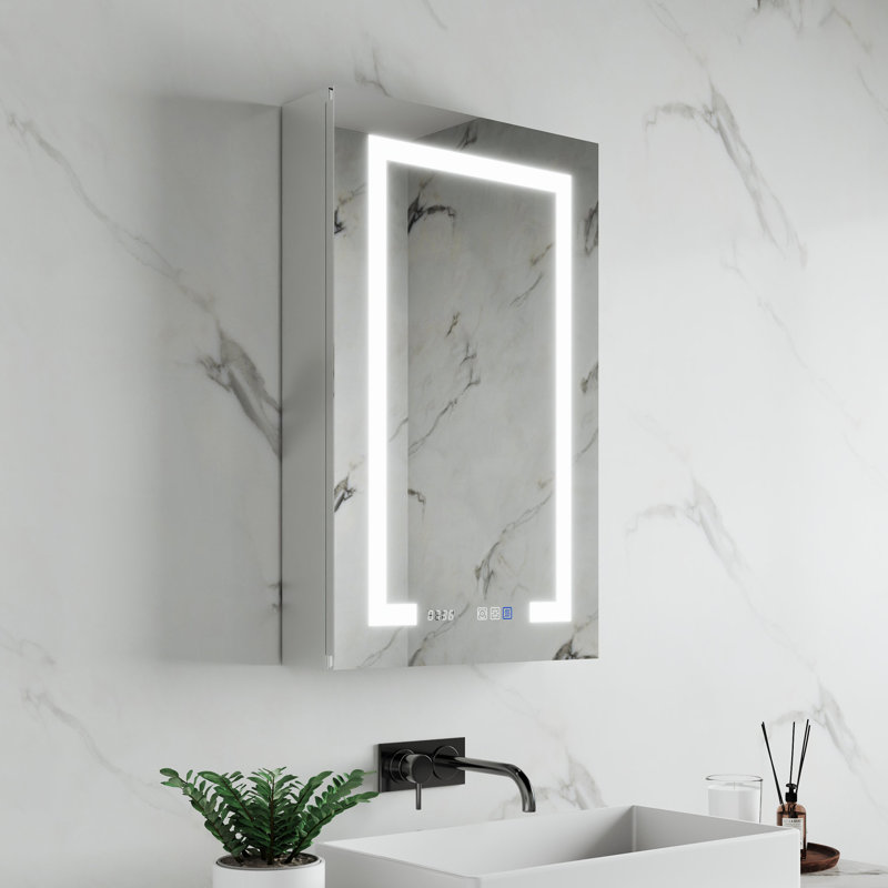 Armoire de salle de bain sans cadre encastrée ou à fixation en surface 20 po x H 32 po avec 3 tablettes réglables, Oui