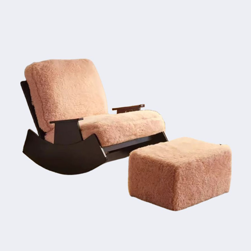 Chaise berçante européenne en bois massif, Rose