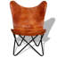 Fauteuil papillon Lanyiah vidaXL, fauteuil léger avec structure en acier thermolaqué, cuir de chèvre véritable confortable et polyvalent 26 po x 29,1 po x 35,4 po-712952014