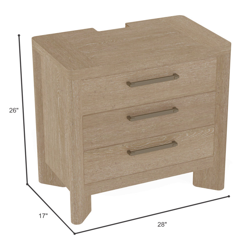 Tan 3-Drawer Nightstand