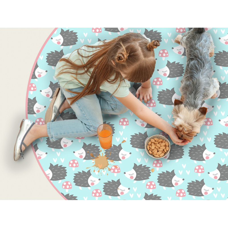 Alcinda Vinyl Machine Printed Area Rug, Round 120cm