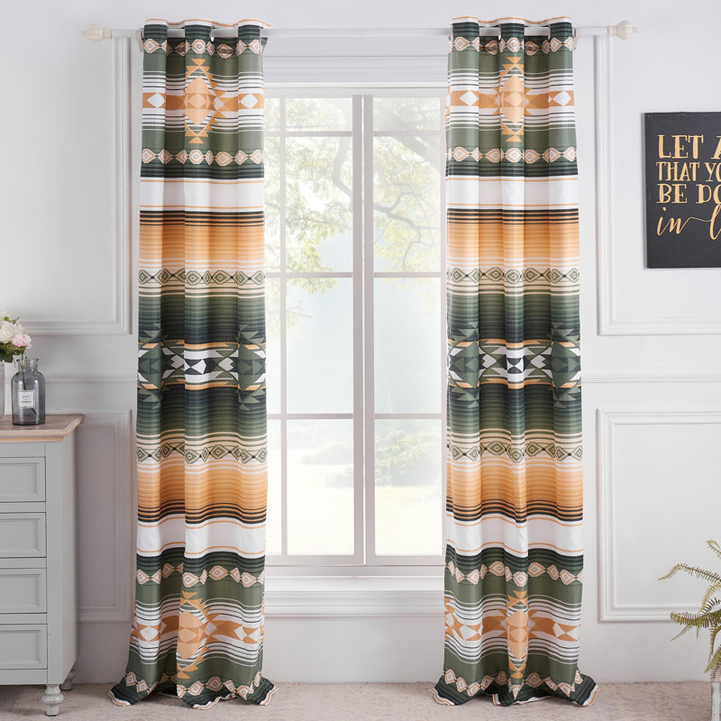 Zuma Southwest Geometric Semi-Sheer Grommet Curtain Panel Set