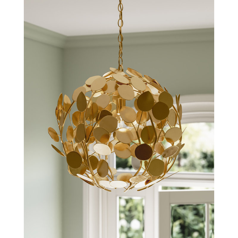 Lunaria 1 - Light Wrought Iron Chandelier, Contemporary Gold Leaf