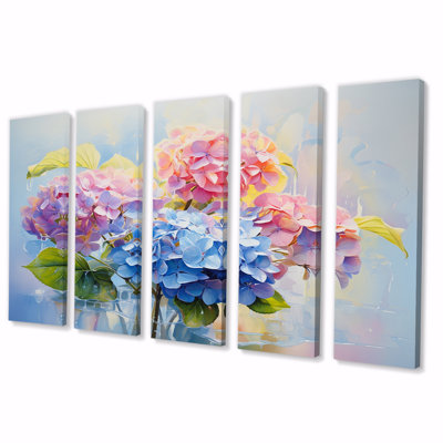 Delicate Hydrangea Bouquet Gentle Pastel III - Hydrangea Wall Art Print - 5 Equal Panels