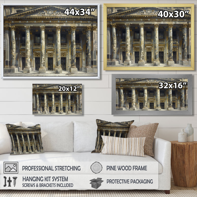 Or gris architecturale Marvel Banks - Banks, impression d'art mural, H 30 po x l 40 po, Cadre flottant blanc