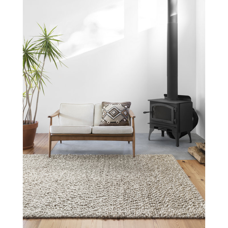 Charter Handwoven Wool Stone Area Rug, Rectangle 3'6" x 5'6"