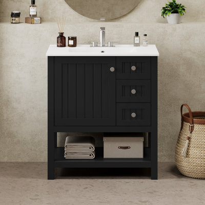 Nazhir Transitional Vanity Combo -30" Transitional Bathroom Cabinet with Ceramic Sink
