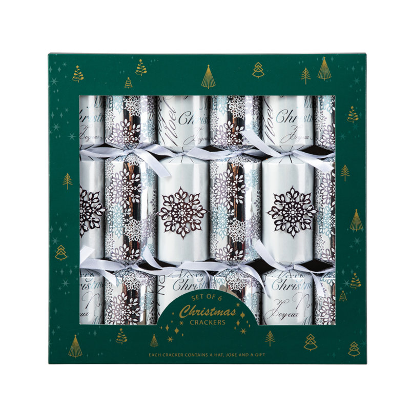 6 pièces de table de fête de Noël flocons de neige Crackers