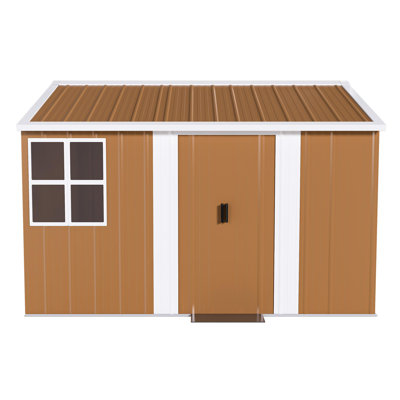 Remise de rangement en métal robuste de 8 pi x 10 pi avec fenêtres, porte verrouillable et ventilation