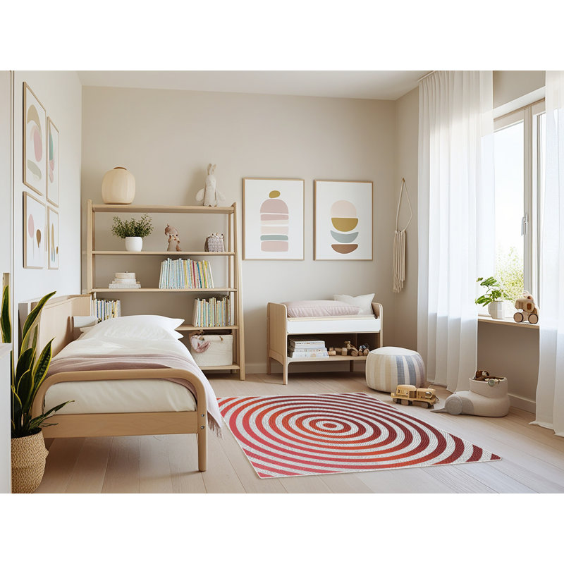 Tapis orange/zone blanche à motif, Rectangle 3 pi x 5 pi