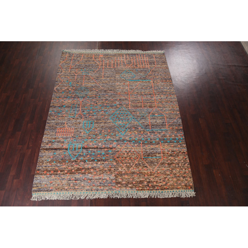 Tapis marocain abstrait noué à la main 8 x 10