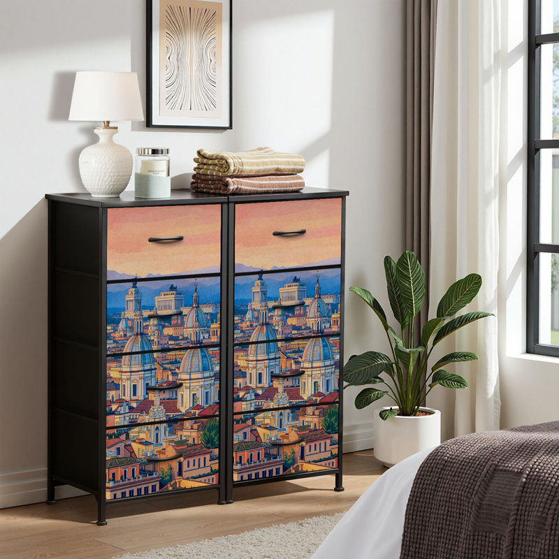 4 Drawer Dresser for Bedroom, Narrow Chest of Drawers, Wooden Top and Study Iron Frame 18"x37.5"-(WxH)