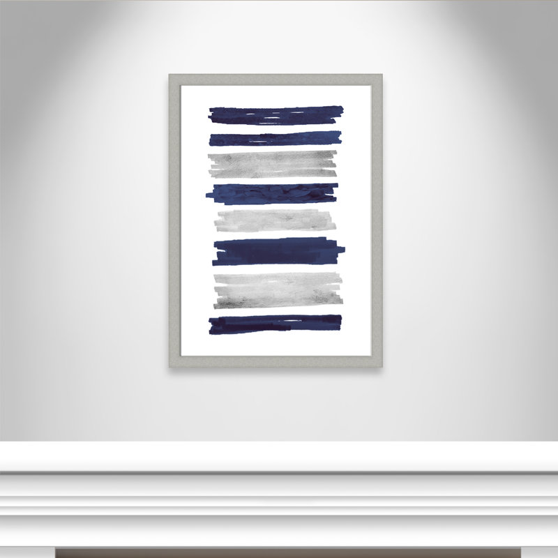 «Olexandra Indigo Paint Streaks», reproduction encadrée