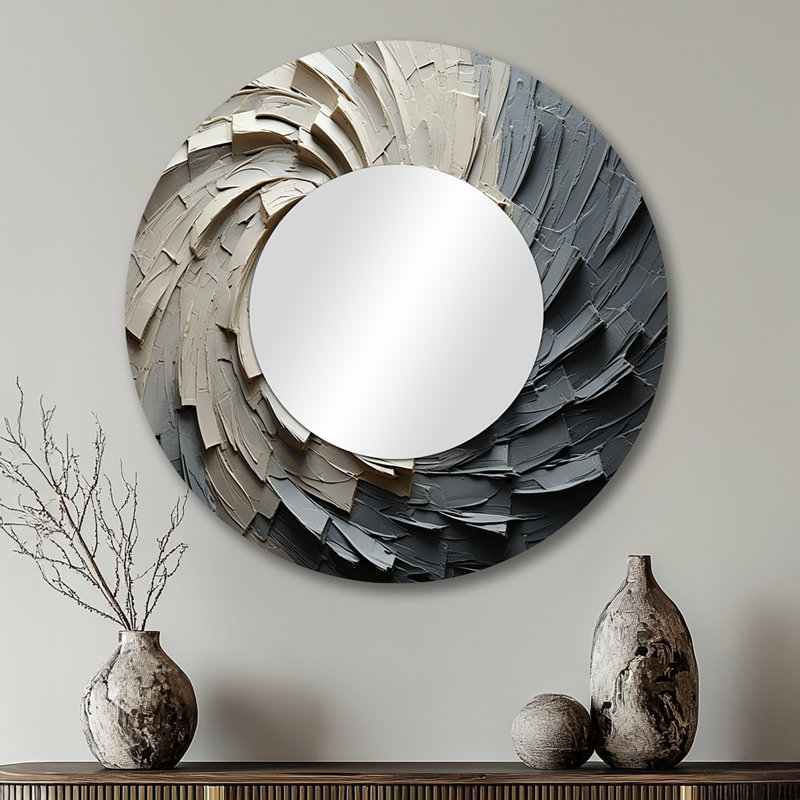 Miroir mural Seryn Gray Beige Meditation, 29 po x 29 po