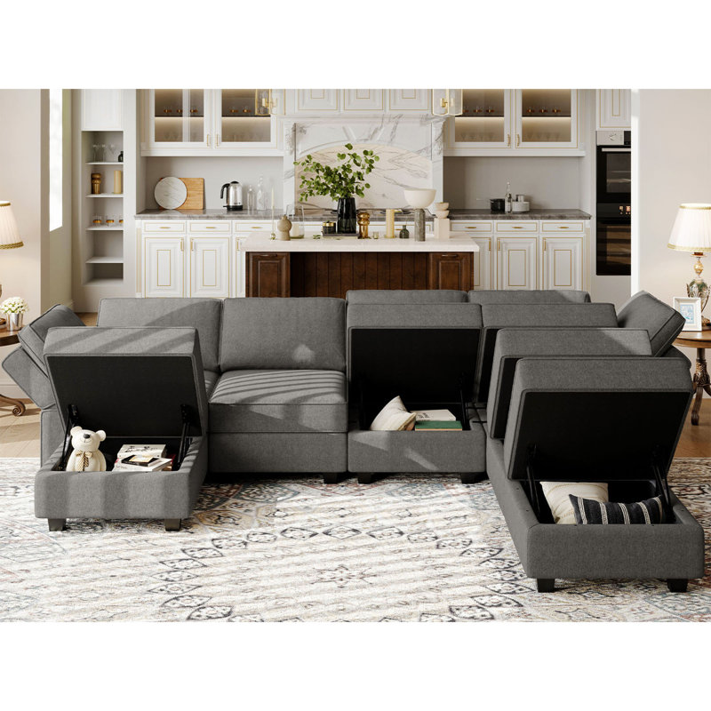 Neemi Oversized Modular Sofa With Storage Seat U Shaped Couch Modular Sectional Sofa Couch U Shape Sofas