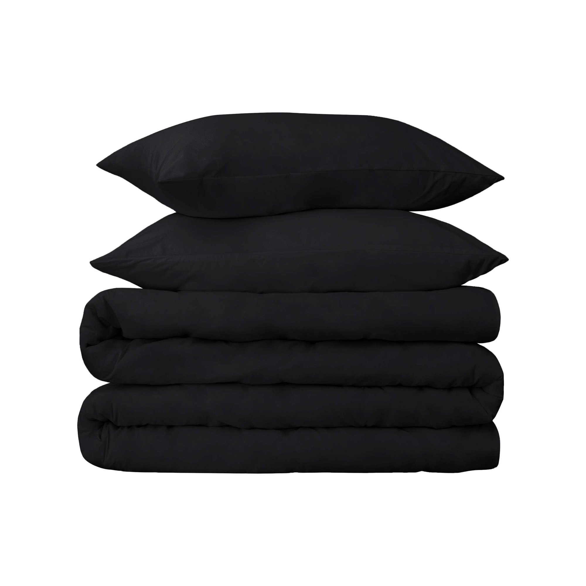 Edmont Certified Egyptian Cotton 530 Thread Count Solid Duvet Cover Set with Pillow Shams, Black, King / California King