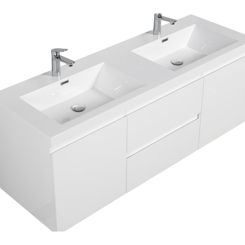 Meuble-lavabo mural flottant avec lavabo, armoire de rangement murale, design moderne pour organiser les essentiels de la salle de bain
