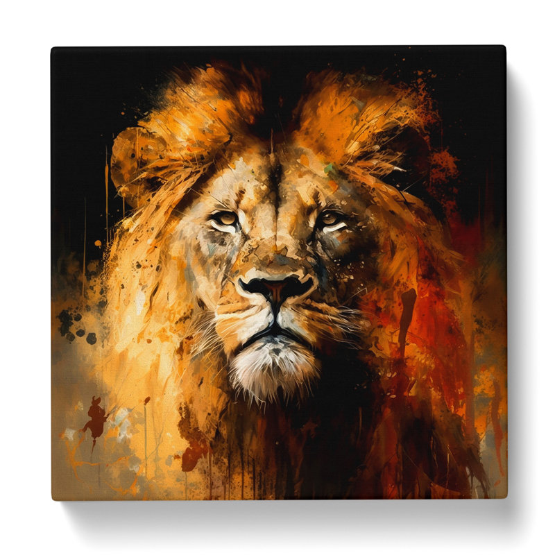 Lion Expressionism - Wrapped Canvas, 35cm H x 35cm W x 3cm D