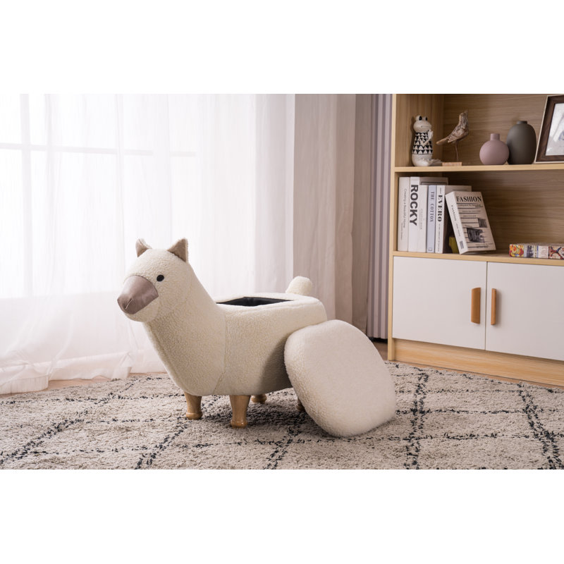 Upholstered Faux Fur Footstool
