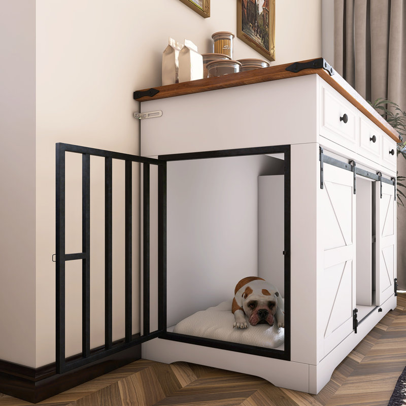 Cage d'intérieur pour chien avec 3 tiroirs de rangement pour chiens de taille moyenne