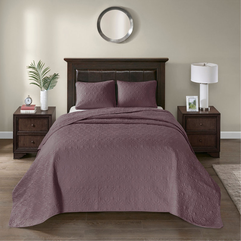 Ensemble de courtepointe réversible mauve, Mauve, Courtepointe très grand et 2 pièces supplémenta
