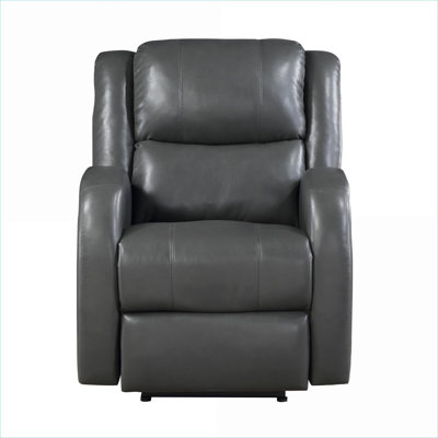  Compact Single Seat Power Reclining Arm Chair, Slate Gray Faux Leather for Modern Living Rooms