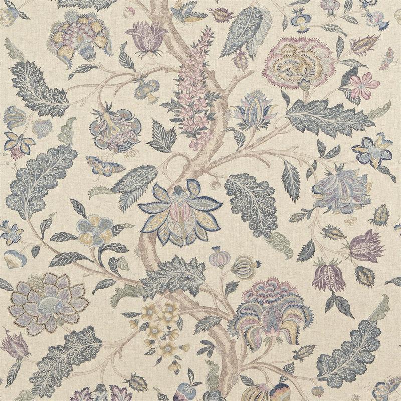 Kalamkari Fabric, Blue/Lilac