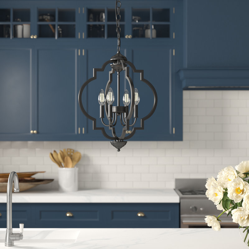 Guarino 4-Light Dimmable Geometric Chandelier, Black, 24.1" H x 20.5" W x 20.5" D