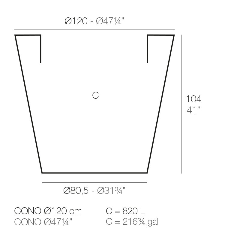 Cono Resin Pot Planter, 41" H x 47.25" W x 47.25" D