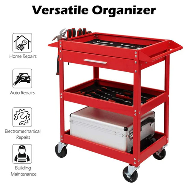 32.8'' H x 31'' W Utility Cart with Wheels, Red