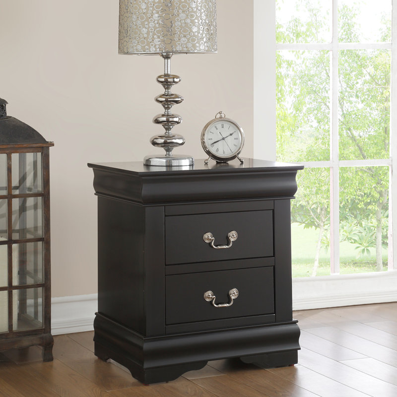 Nanhey Wooden Nightstand, Black 2