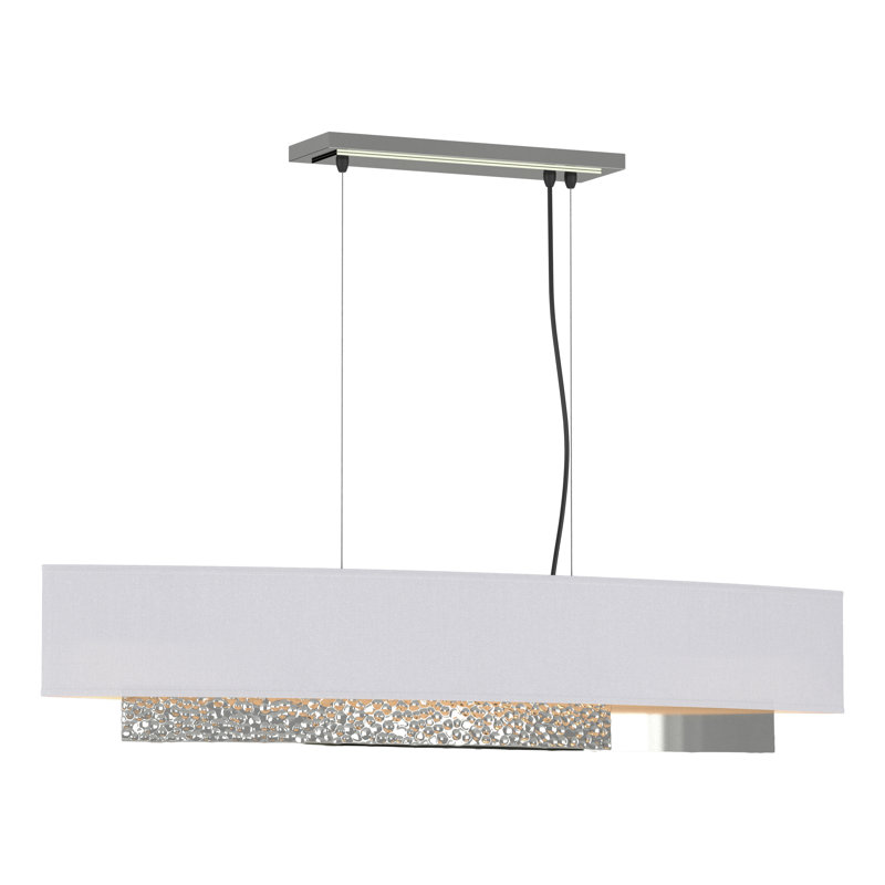 Oceanus 4 - Light Kitchen Island Rectangle Pendant, Natural Anna Shade, Sterling