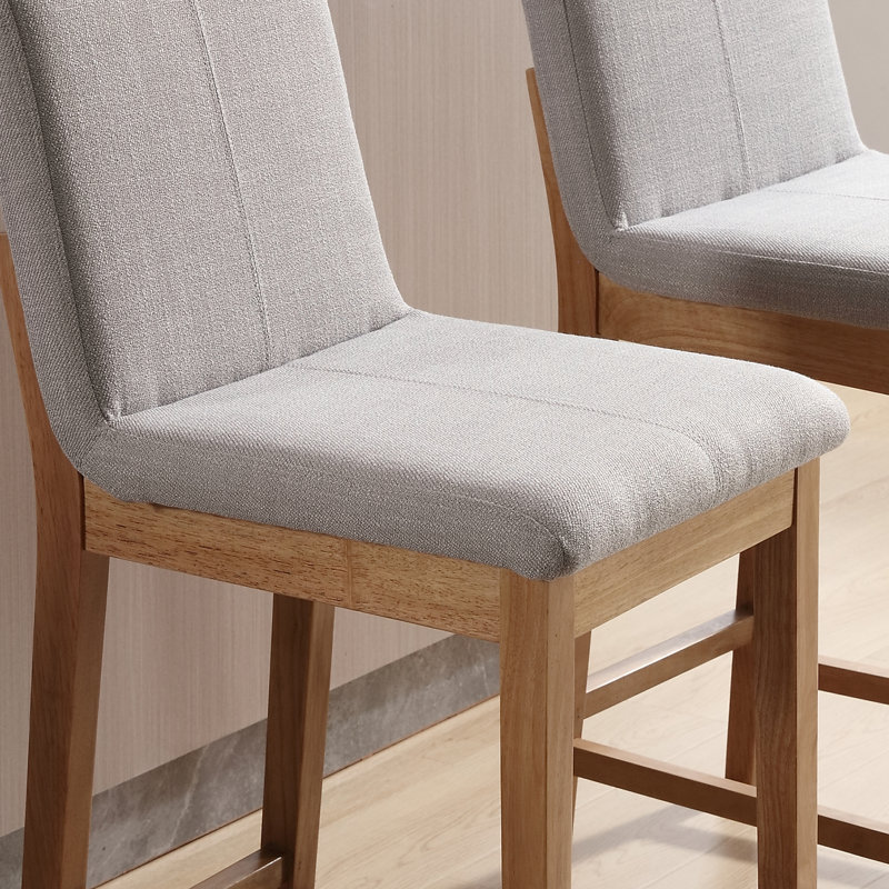 Alayha Upholstered 26'' Counter Bar Stools with Solid Wood Frame Set of 2, Gray
